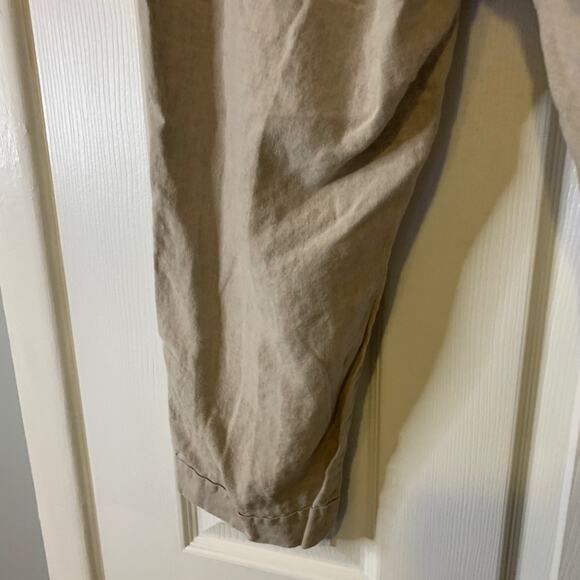 Eileen Fisher Lightweight Khaki Tan Cropped Wide Leg Pants Medium - Picture 7 of 9